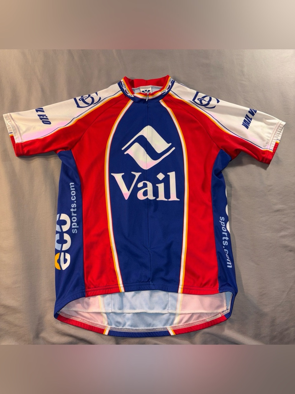 VAIL Voler CYCLING JERSEY Large Unisex Adult Half Zip Red Blue Pockets Active